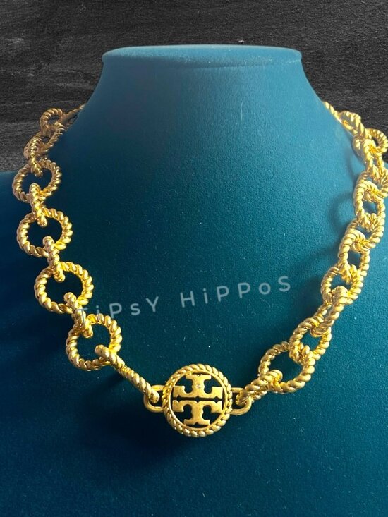 Tory Burch Jewelry - TORY BURCH Gold-Tone Chunky Rope Chain Link Necklace With Toggle Clasp